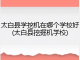 太白县学挖机在哪个学校好(太白县挖掘机学校)