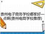 贵州电子商务学校哪家好一点啊(贵州电商学校推荐)