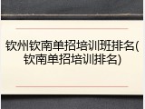 钦州钦南单招培训班排名(钦南单招培训排名)