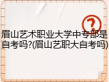 眉山艺术职业大学中专部是自考吗?(眉山艺职大自考吗)