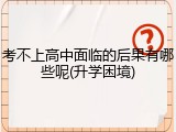 考不上高中面临的后果有哪些呢(升学困境)