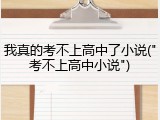 我真的考不上高中了小说("考不上高中小说")