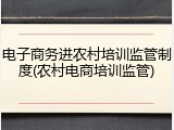 电子商务进农村培训监管制度(农村电商培训监管)
