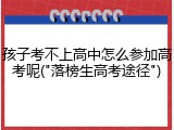 孩子考不上高中怎么参加高考呢("落榜生高考途径")