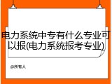 电力系统中专有什么专业可以报(电力系统报考专业)