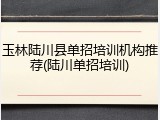 玉林陆川县单招培训机构推荐(陆川单招培训)