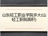 山东轻工职业学院多大(山轻工职院面积)