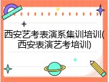 西安艺考表演系集训培训(西安表演艺考培训)