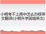 小明考不上高中怎么办呀英文翻译(小明升学困境英文)