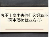 考不上高中去读什么好就业(高中落榜就业方向)