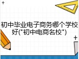 初中毕业电子商务哪个学校好("初中电商名校")