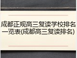 成都正规高三复读学校排名一览表(成都高三复读排名)