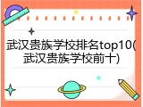 武汉贵族学校排名top10(武汉贵族学校前十)