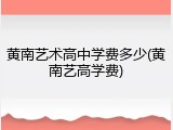 黄南艺术高中学费多少(黄南艺高学费)