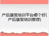 产后康复培训平台哪个好(产后康复培训推荐)