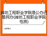 潍坊工程职业学院是公办还是民办(潍坊工程职业学院性质)