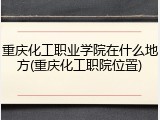 重庆化工职业学院在什么地方(重庆化工职院位置)