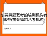东莞舞蹈艺考的培训机构有哪些(东莞舞蹈艺考机构)