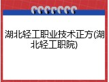 湖北轻工职业技术正方(湖北轻工职院)