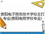 贵阳电子商务技术学校主打专业(贵阳电商学校专业)