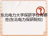 东北电力大学保研学校有哪些(东北电力保研院校)