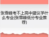 张雪峰考不上高中建议学什么专业(张雪峰低分专业推荐)