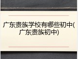 广东贵族学校有哪些初中(广东贵族初中)