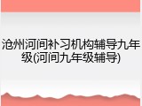 沧州河间补习机构辅导九年级(河间九年级辅导)
