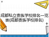 成都私立贵族学校排名一览表(成都贵族学校排名)