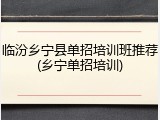 临汾乡宁县单招培训班推荐(乡宁单招培训)