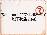 考不上高中的学生都怎么了呢(落榜生去向)
