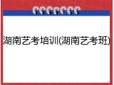 湖南艺考培训(湖南艺考班)