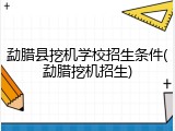 勐腊县挖机学校招生条件(勐腊挖机招生)