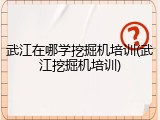 武江在哪学挖掘机培训(武江挖掘机培训)