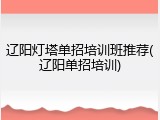 辽阳灯塔单招培训班推荐(辽阳单招培训)