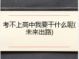 考不上高中我要干什么呢(未来出路)