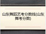 山东舞蹈艺考分数线(山东舞考分数)