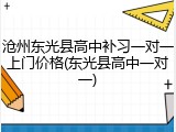 沧州东光县高中补习一对一上门价格(东光县高中一对一)