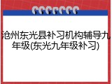 沧州东光县补习机构辅导九年级(东光九年级补习)