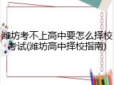 潍坊考不上高中要怎么择校考试(潍坊高中择校指南)