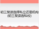 初三复读选择私立还是机构(初三复读选私校)