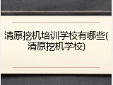 清原挖机培训学校有哪些(清原挖机学校)