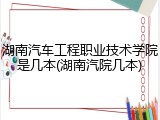 湖南汽车工程职业技术学院是几本(湖南汽院几本)