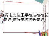 临沂电力技工学校技校校长是谁(临沂电校校长是谁)