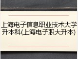 上海电子信息职业技术大学升本科(上海电子职大升本)