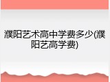 濮阳艺术高中学费多少(濮阳艺高学费)