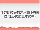 江苏比较好的艺术高中有哪些(江苏优质艺术高中)