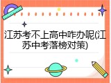 江苏考不上高中咋办呢(江苏中考落榜对策)