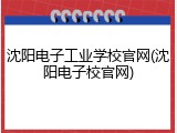 沈阳电子工业学校官网(沈阳电子校官网)