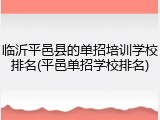 临沂平邑县的单招培训学校排名(平邑单招学校排名)